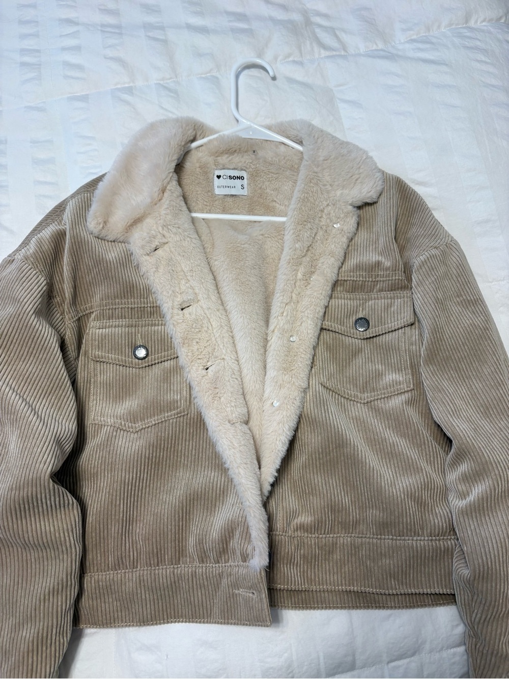 Faux Fur-Lined Corduroy Jacket
